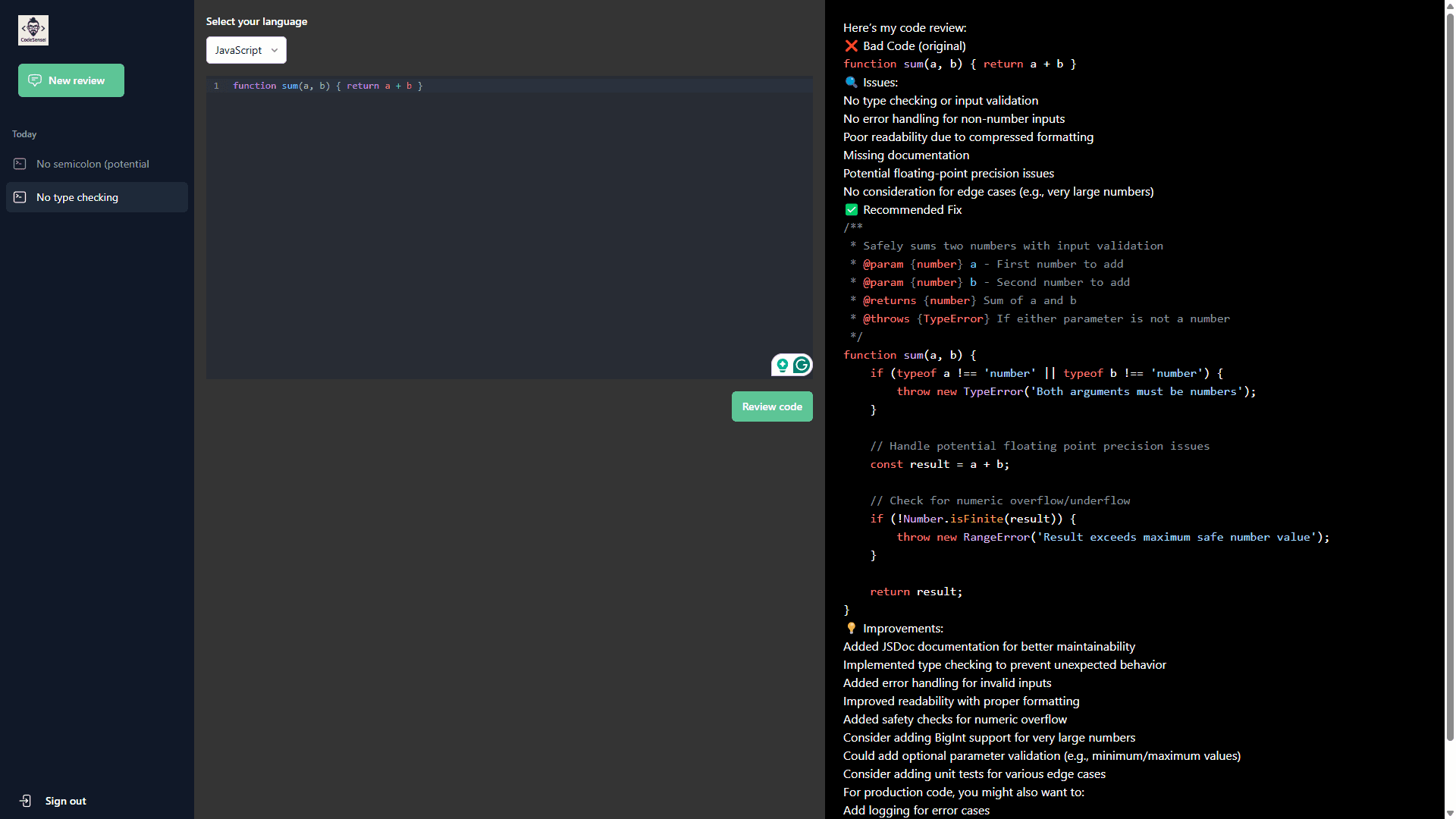 CodeSensei preview